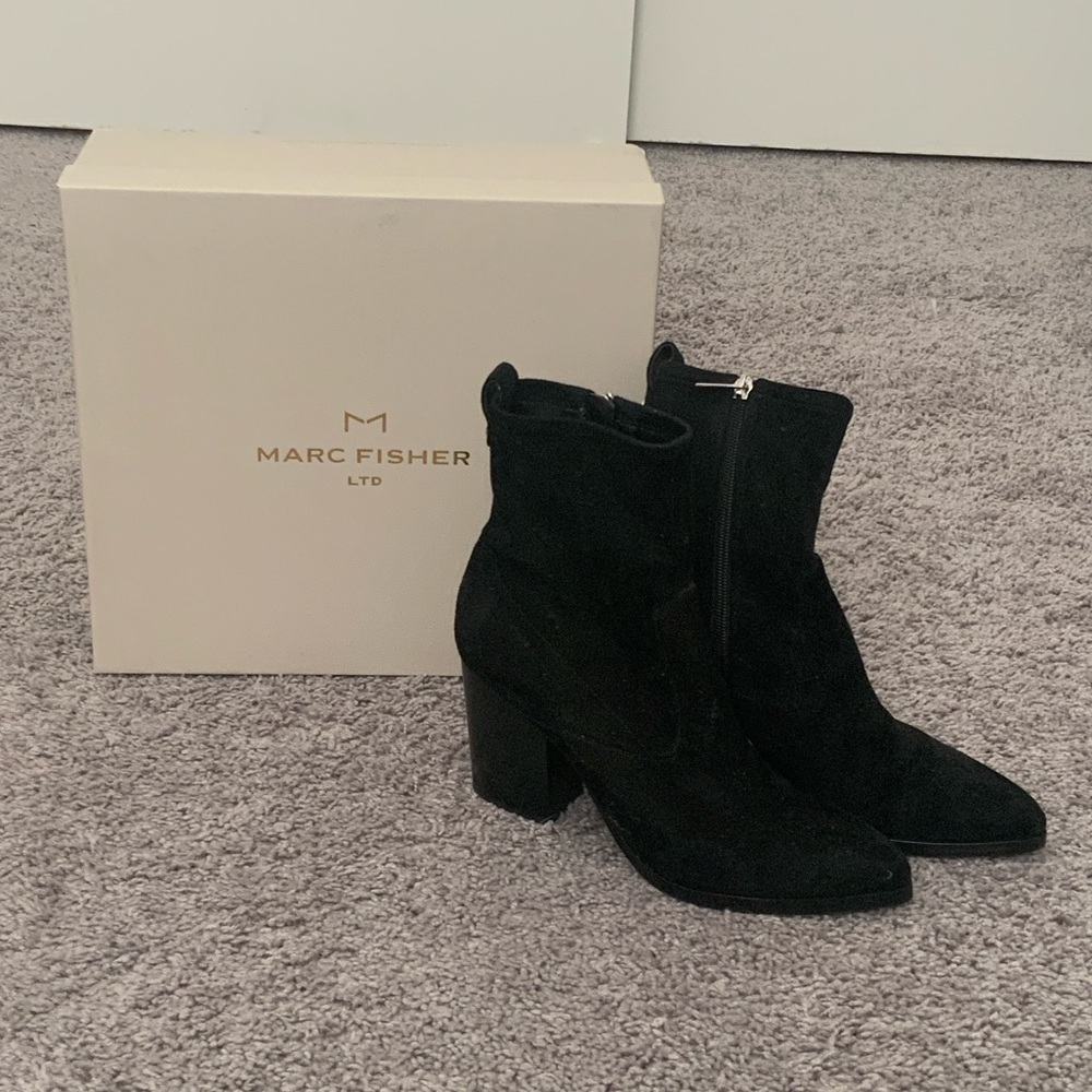 Marc Fisher Black Suede Heeled Boots
